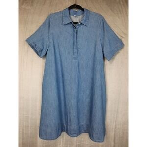 Old Navy Denim Chambray Shirt Dress Womens Large Tall Pockets Preppy Old Money